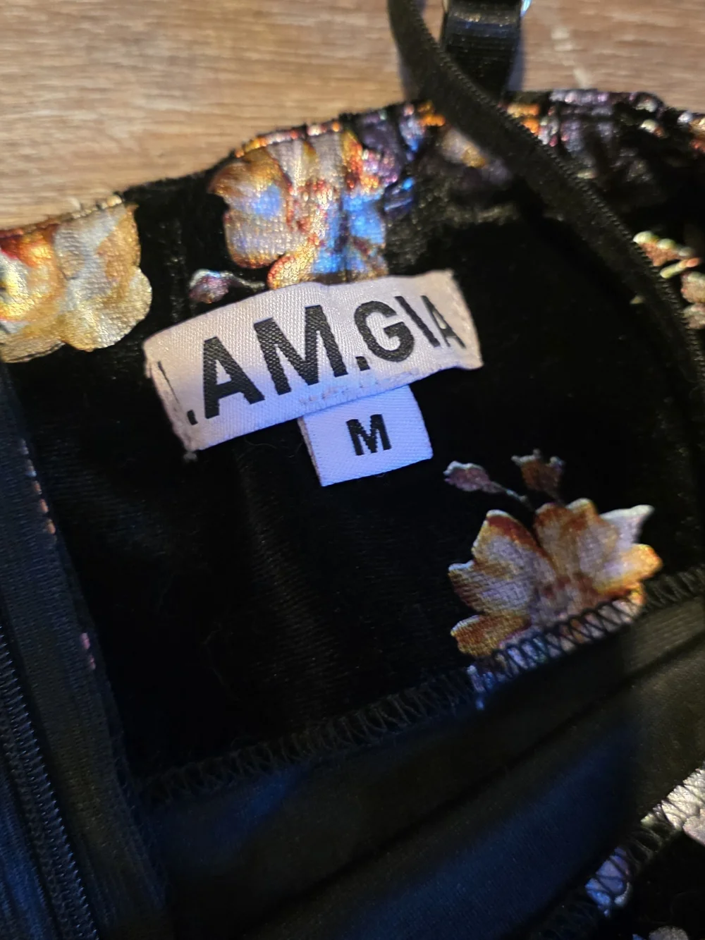 I.AM.GIA Floral Velvet Black Bodycon Mini Dress - Picture 4 of 4